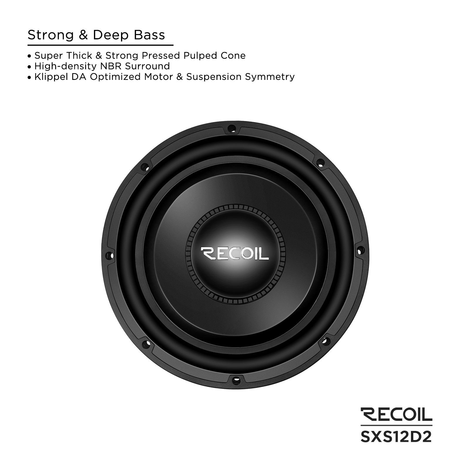 SXS12D2 Ultra Shallow 12 Inch 800 Watts Power Dual 2 Ohm Voice Coil, 2″ Black-Coated 6-layer High Temperature Voice Coil, Car Audio Shallow Subwoofer